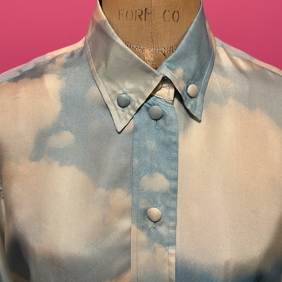 Moschino Chea Chic Blue White Clouds Silk Blouse - Picture 3 of 13